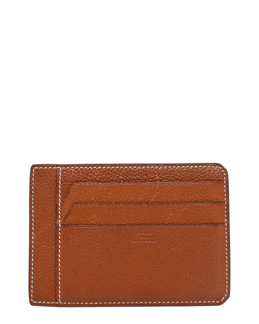 Pre-owned Hermes Hermès Fauve Barenia Faubourg Leather City 8cc Card Holder (authentic Pre- Loved)