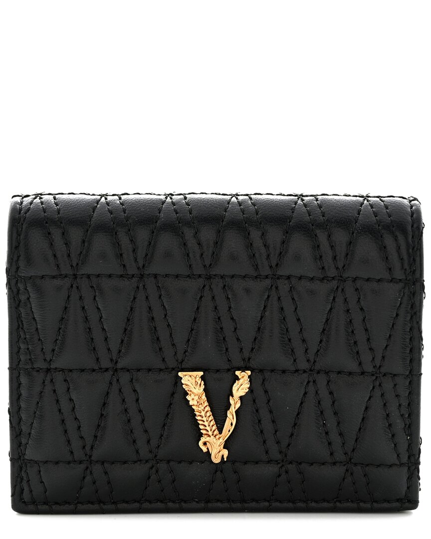 Versace Black Nappa Leather Quilted Virtus Bifold Wallet (authentic Pre-loved)