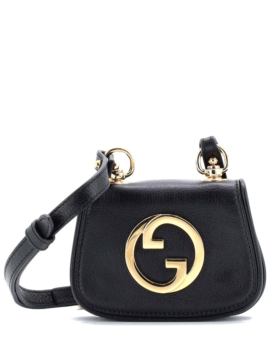 Gucci Black Sheep Leather Blondie Nm Card Case Wallet With Strap (authentic Pre-loved)