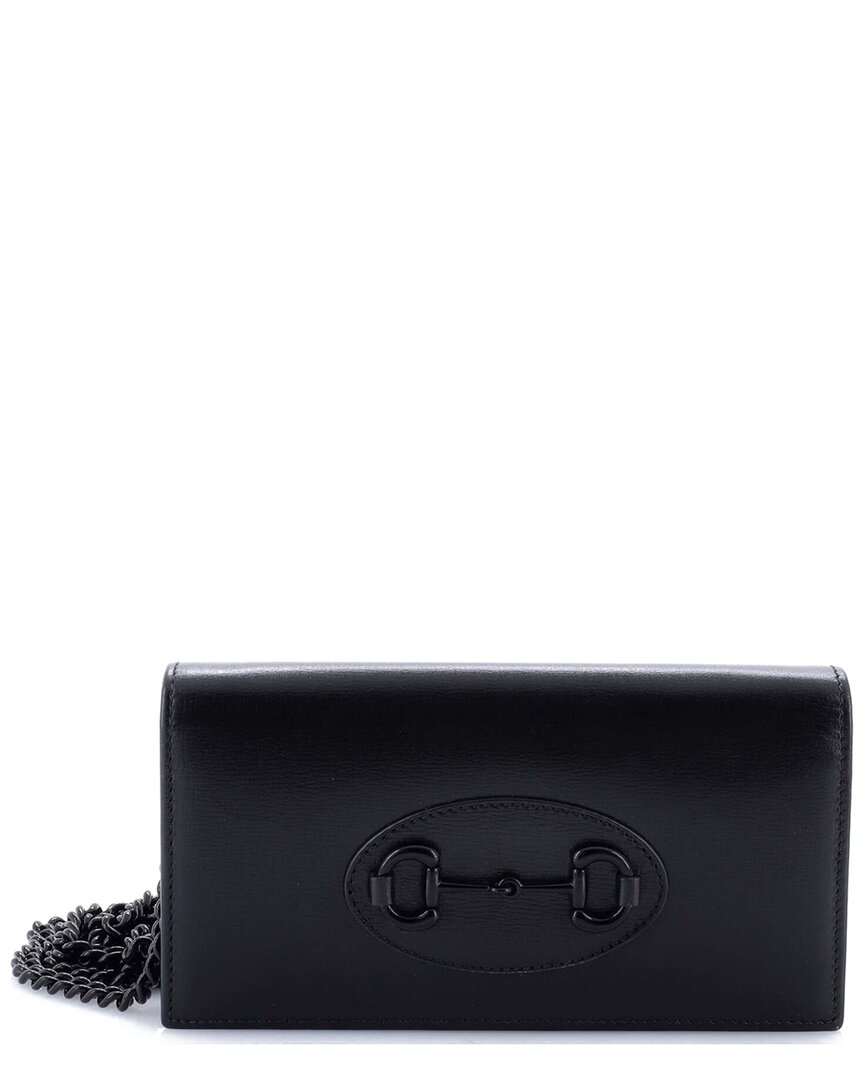 Gucci Black Sheep Leather Horsebit 1955 Chain Wallet (authentic Pre-loved)