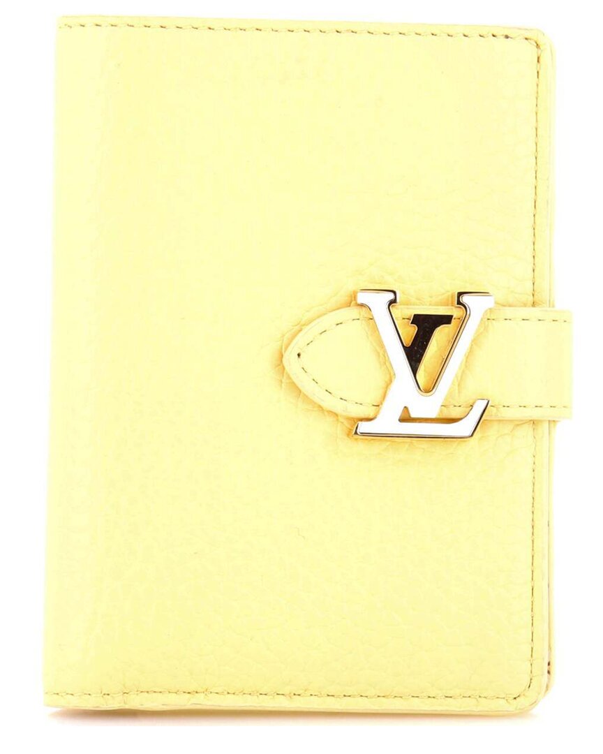 Pre-owned Louis Vuitton Yellow Taurillon Leather Lv Vertical Wallet Compact (authentic  Pre-loved)