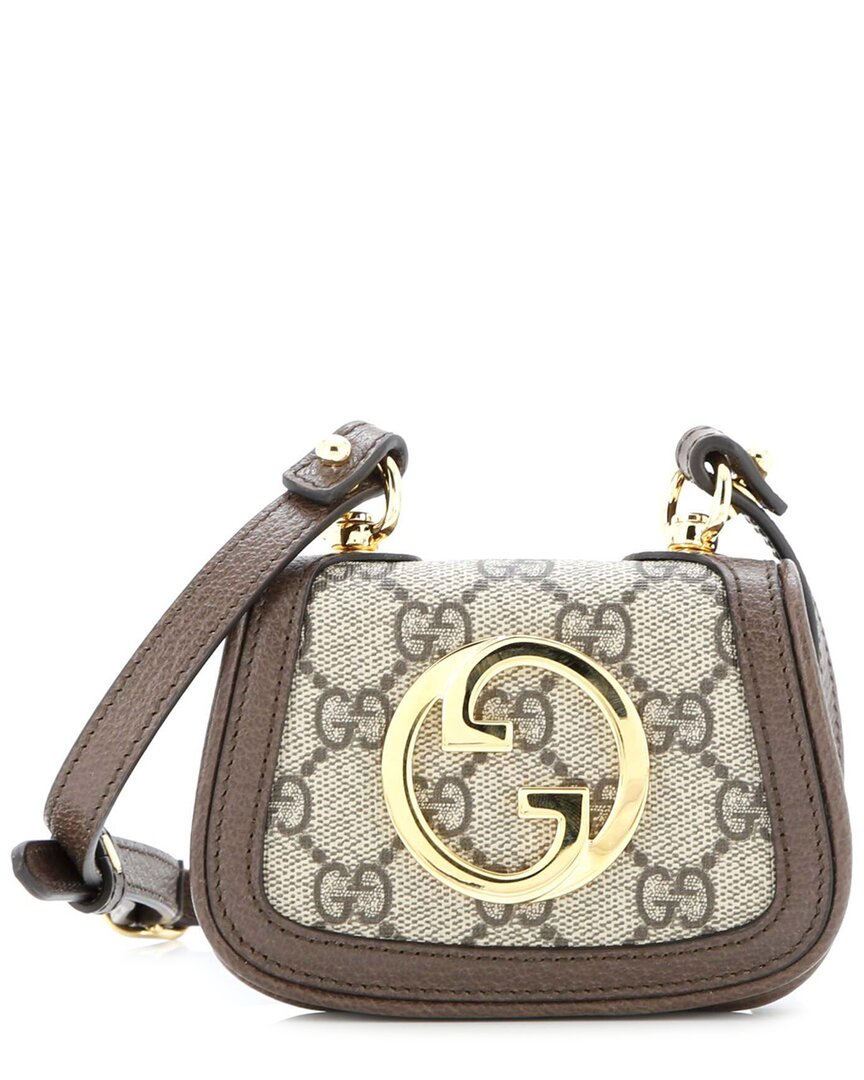 Gucci Blondie Nm Card Case Wallet With Strap Gg Coated Canvas (authentic Pre- Loved)