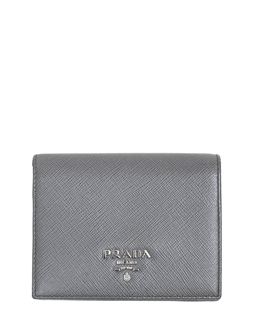 Prada Grey Saffiano Leather Small Bi-fold Wallet (authentic Pre-loved)