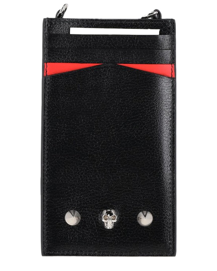 Alexander Mcqueen Black Leather Skull Stud Phone Holder (authentic Pre-loved)