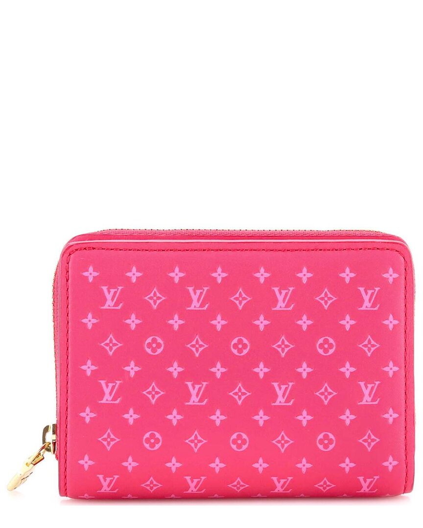 Pre-owned Louis Vuitton Pink Embossed Leather Lou Wallet Nanogram (authentic Pre-loved)
