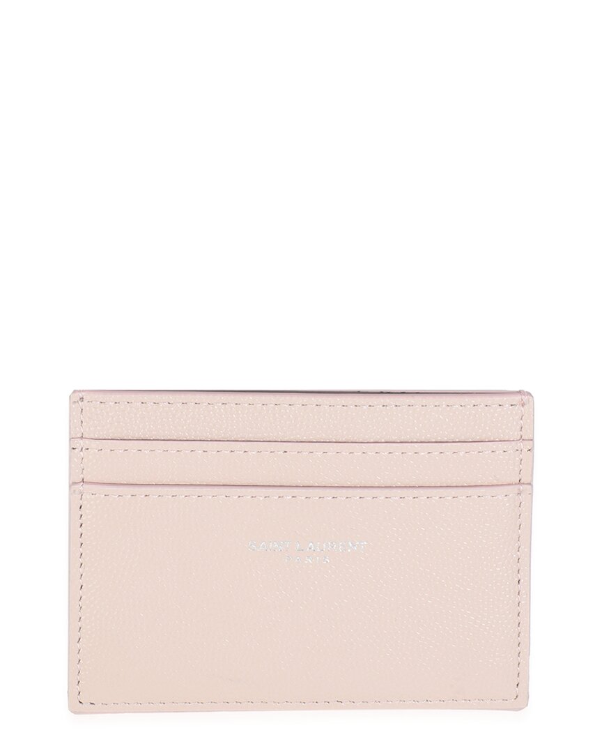 Saint Laurent Pink Grain De Poudre Leather Credit Card Case (Authentic Pre-Loved)