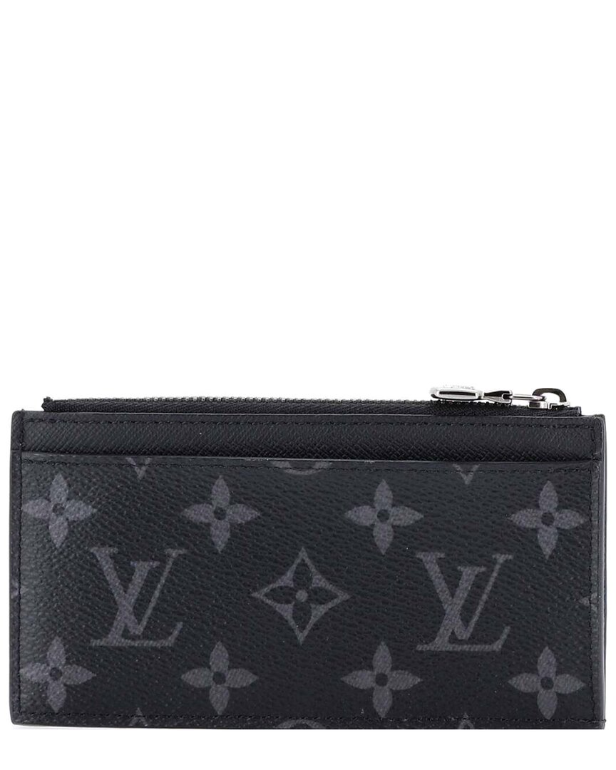 Pre-owned Louis Vuitton Coin Card Holder Reverse Monogram Eclipse Canvas (authentic Pre-loved)