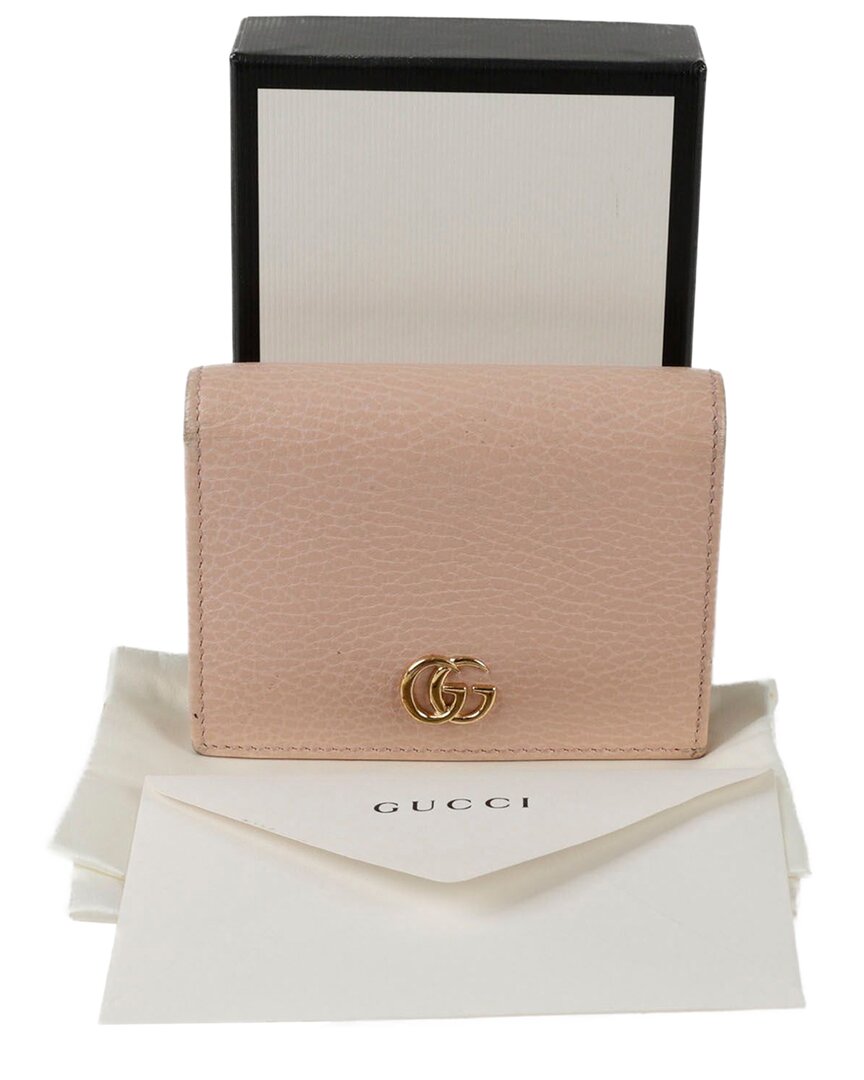 Gucci Pink Leather Gg Marmont Card Case Wallet