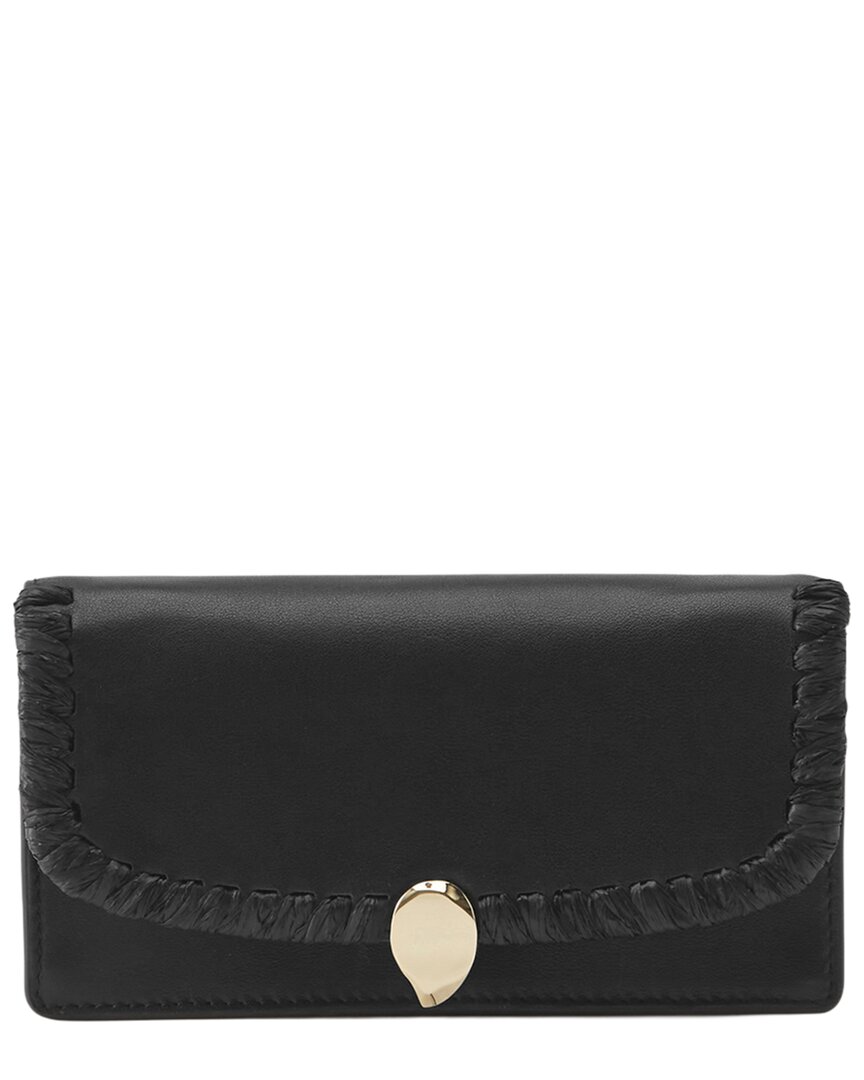 Helen Kaminski Blisse Raffia & Leather Wallet In Black