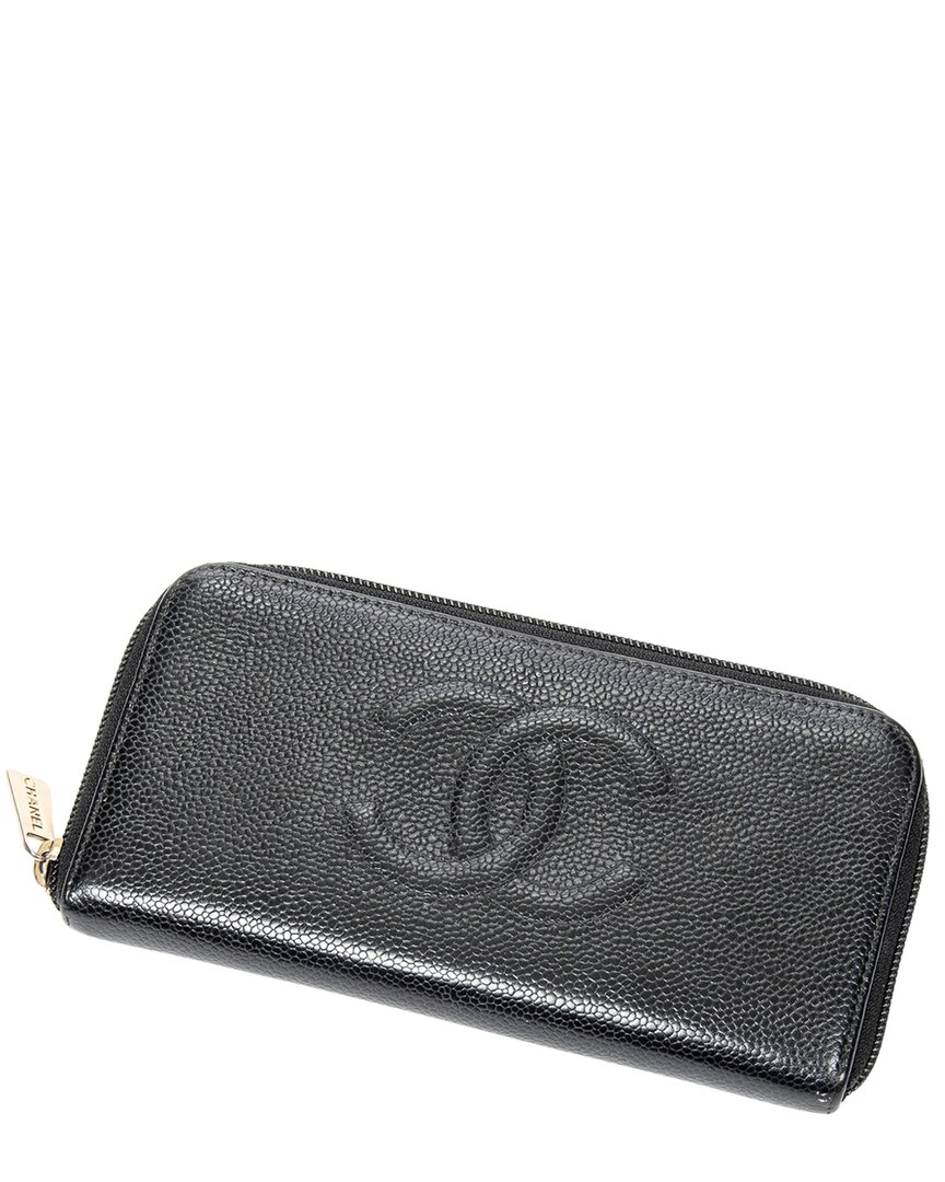 Chanel Black Caviar Leather Timeless Zip Around Wallet (authentic Pre-loved)