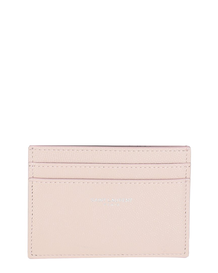 Saint Laurent Pink Grain De Poudre Leather Credit Card Case, Never Carried (Authentic Pre-Loved)