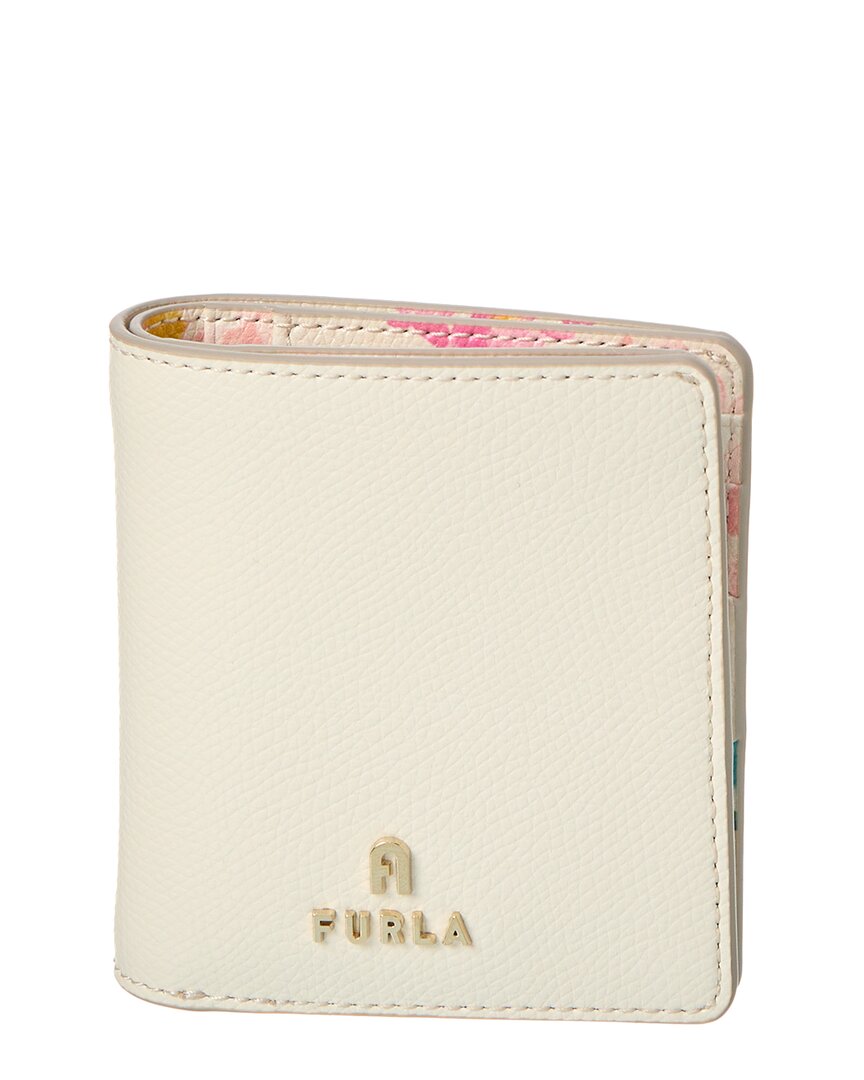Camelia Small Compact Leather Wallet In White