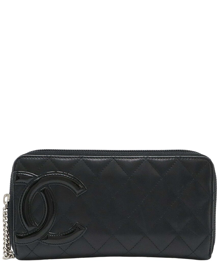 Chanel Black Enamel Cambon Line Coco Mark Zip Wallet (authentic Pre-loved)