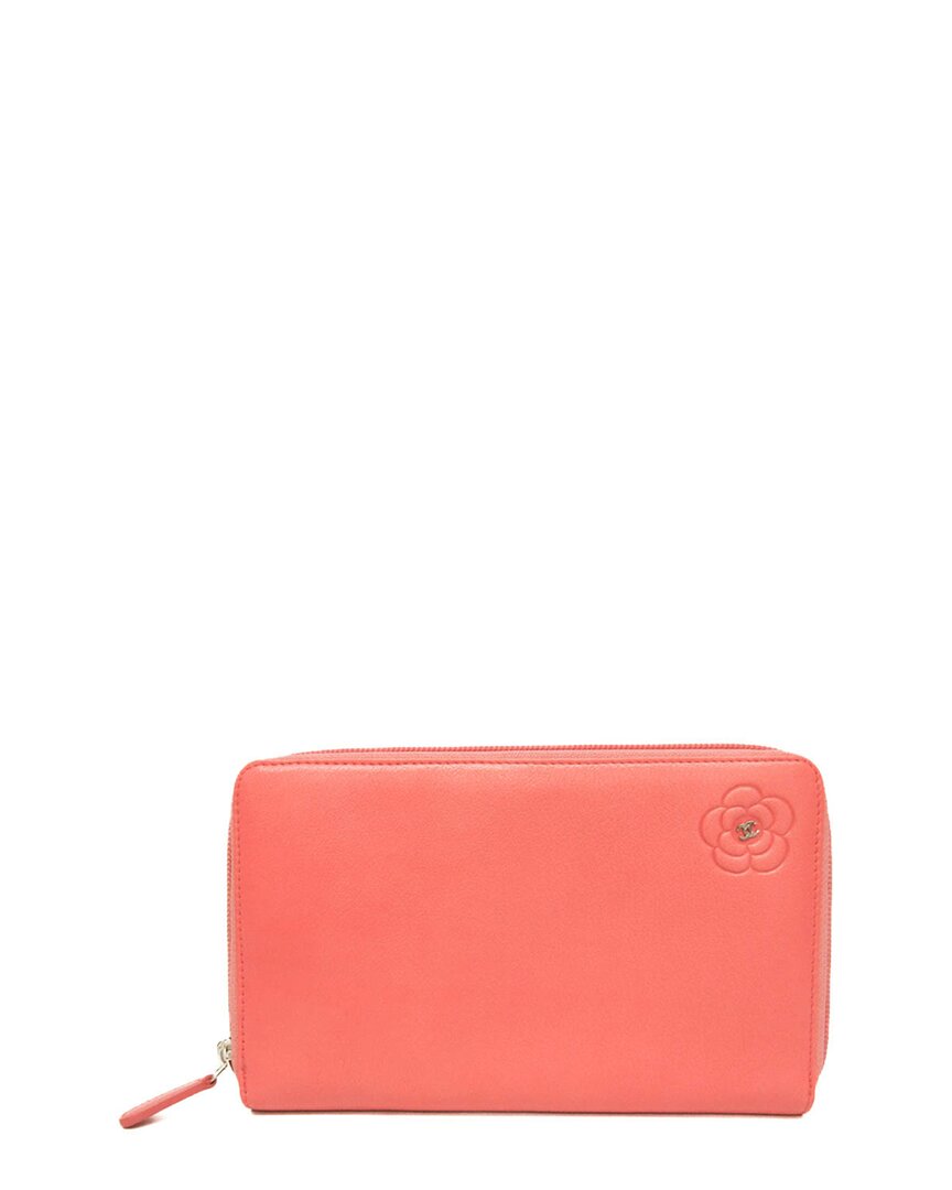 Chanel Coral Pink Leather Long Wallet (authentic Pre-loved)