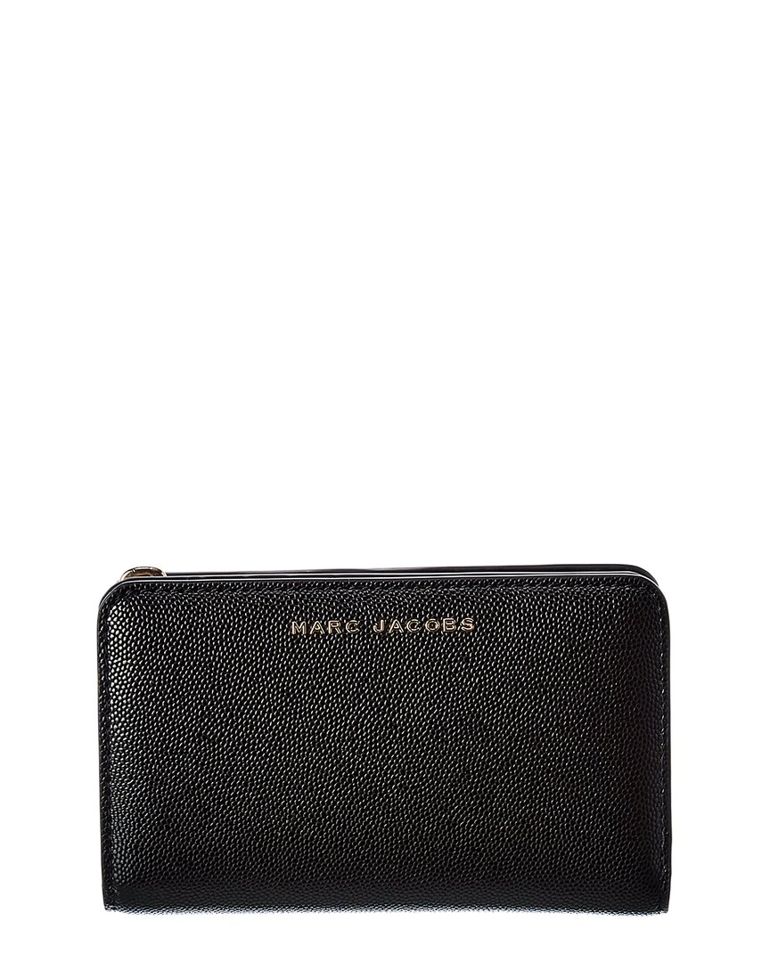 Marc Jacobs Caviar Leather Compact Wallet In Black