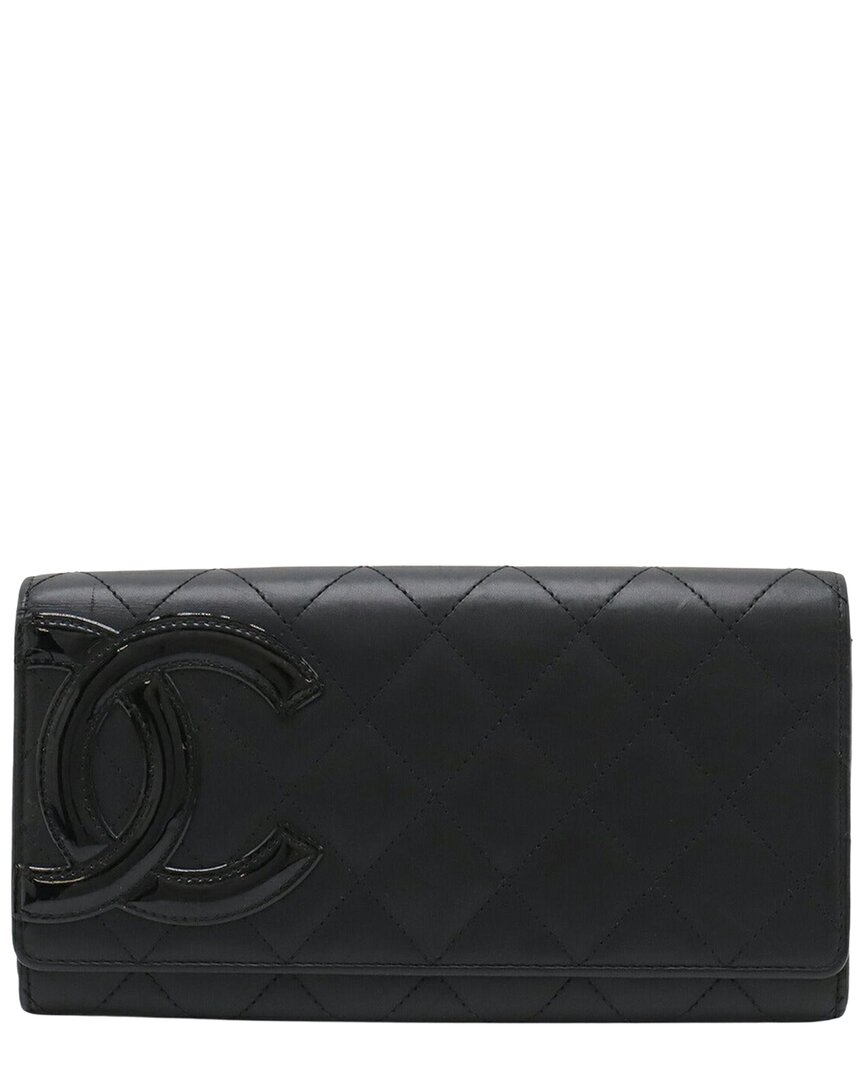 Chanel Cambon Line Bifold Wallet Black Pink (authentic Pre-loved)