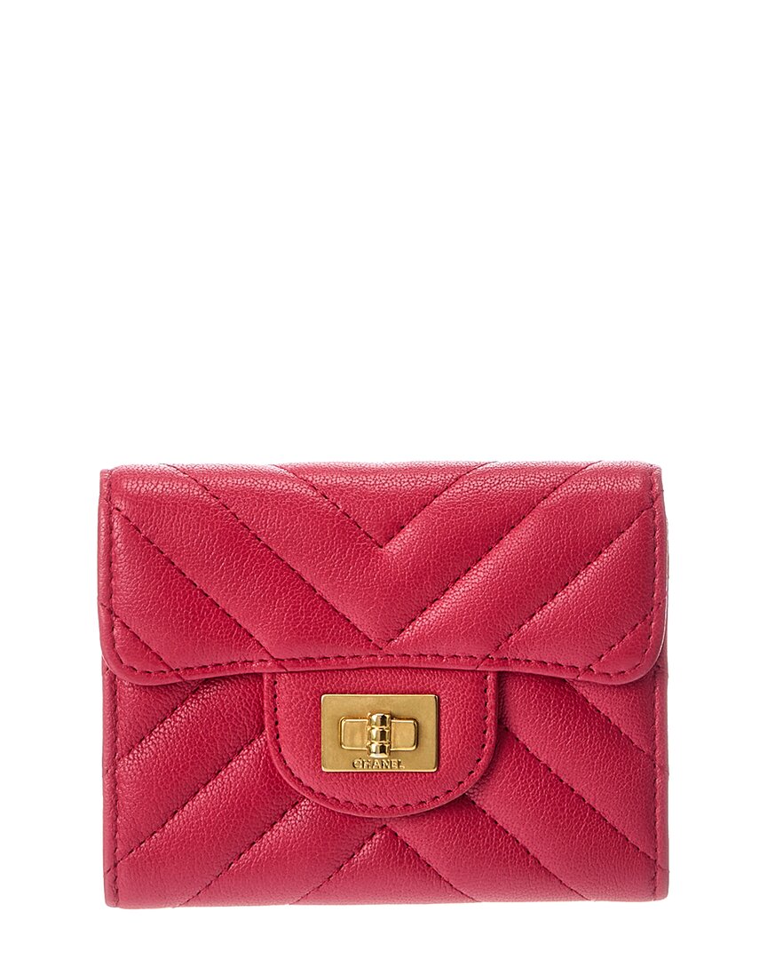 Pre-owned Chanel Pink Quilted Leather 2.55 Card Case (authentic Pre-loved) In Pink/red