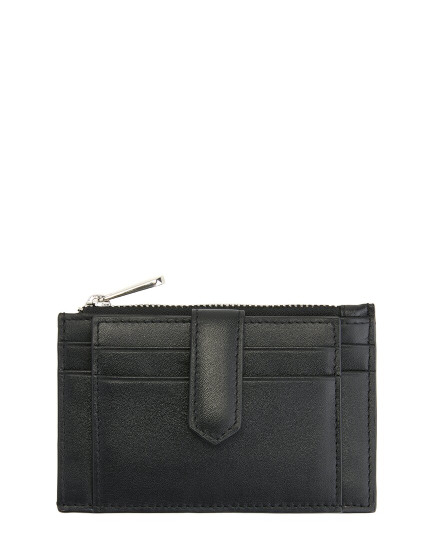 Royce New York Leather Zippered Compact Card Case Wallet In Black