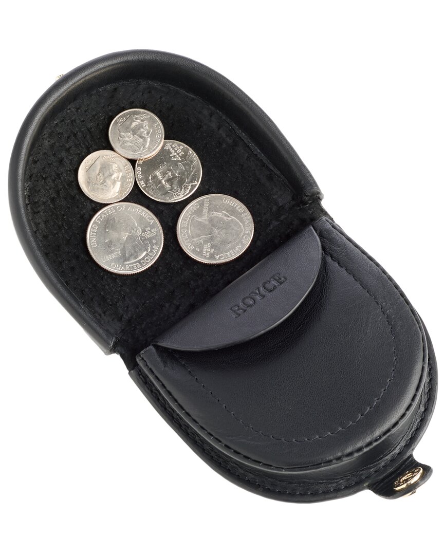Royce New York Leather Coin Holder Horseshoe Purse In Black