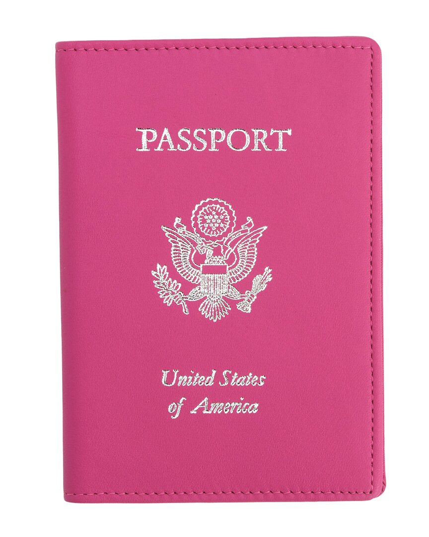 Royce New York Leather Rfid Blocking Passport Holder With Us Seal In Pink
