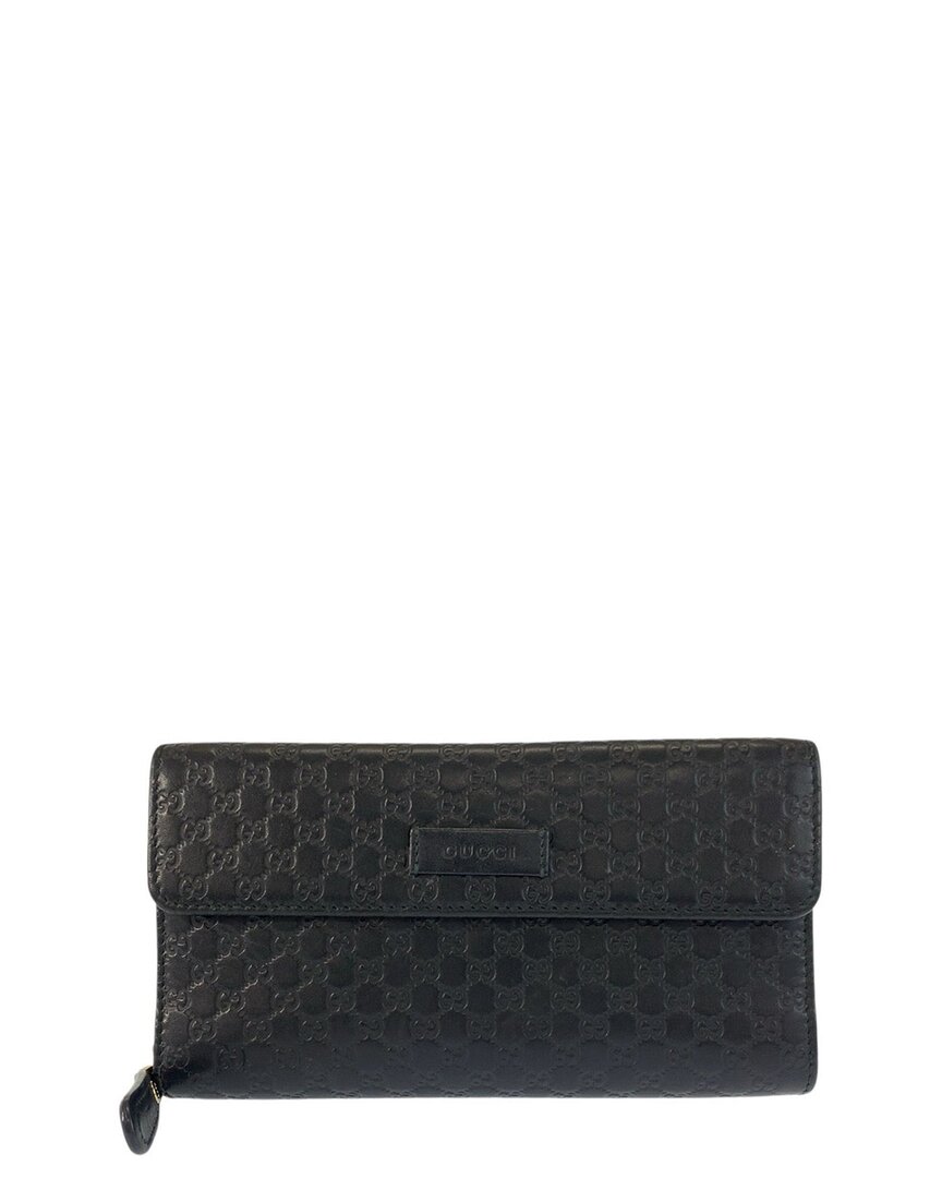 Gucci Microssima Long Wallet (authentic Pre-loved) In Black