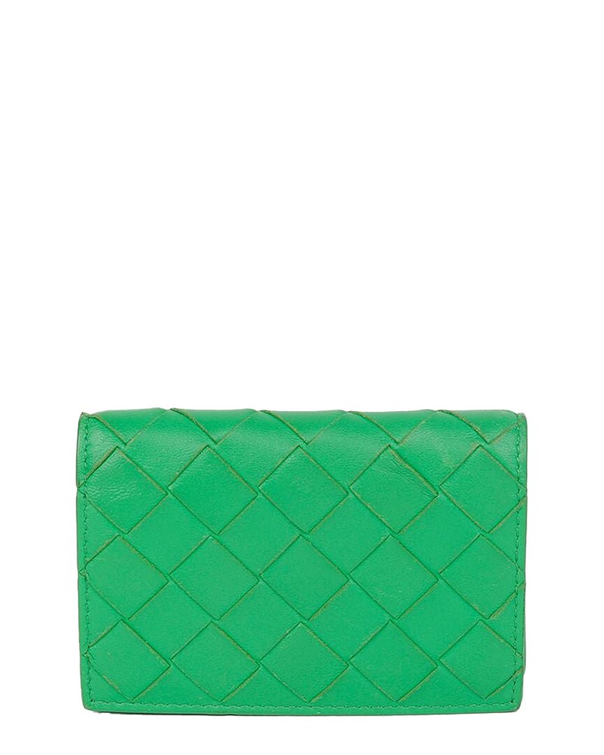 Bottega Veneta Intrecciato Card Holder (authentic Pre-loved) In Green