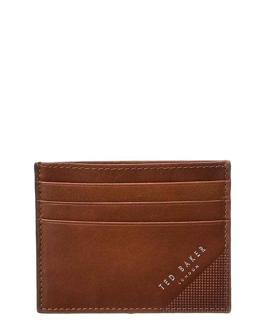 Ted Baker Rifle Embossed Corner Leather Card Holder In Brown