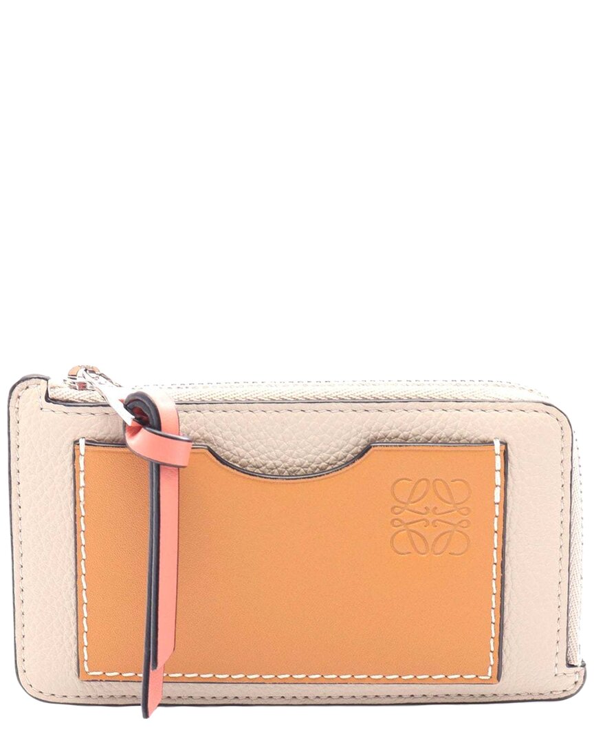 Pre-owned Loewe Grey Calfskin Anagram Coin Card Holder (authentic Pre-loved)