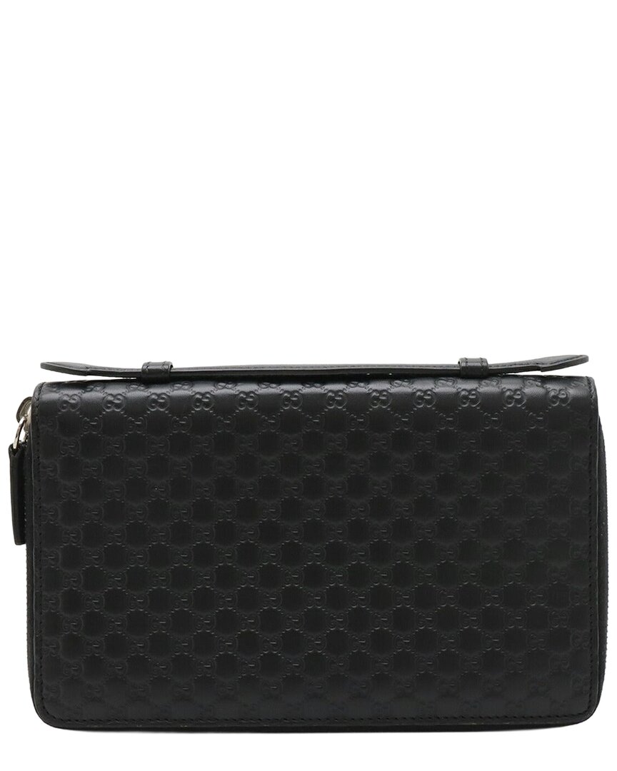 Gucci Black Microssima Leather Travel Case Clutch Organizer Wallet (authentic Pre-loved)