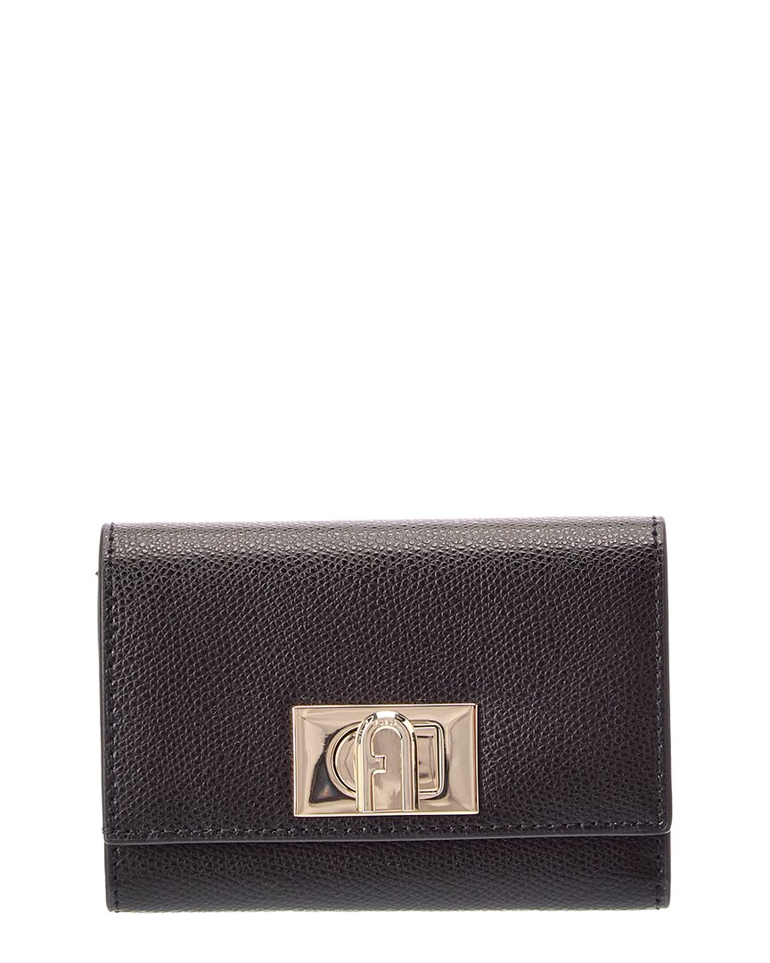 Furla , Wallets & Cardholders, Female, Black, One Size, Leather Mini Wallet With Metal Logo Closure - Image 3
