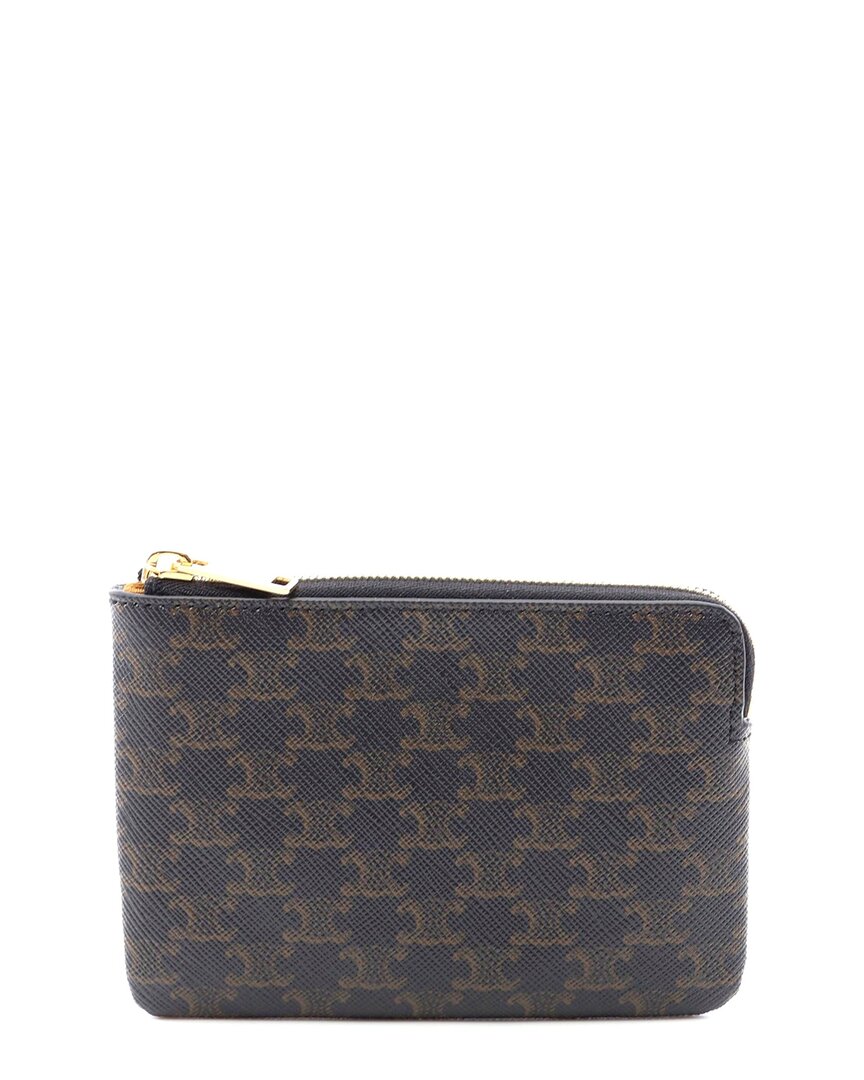 Celine Black Coated/waterproof Canvas Triomphe Coin Case Wallet (authentic  Pre-loved) In Blue