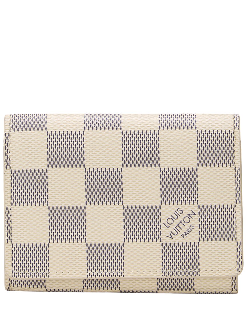 Pre-owned Louis Vuitton White Damier Azur Coated Canvas Card Holder (authentic Pre-  Loved)