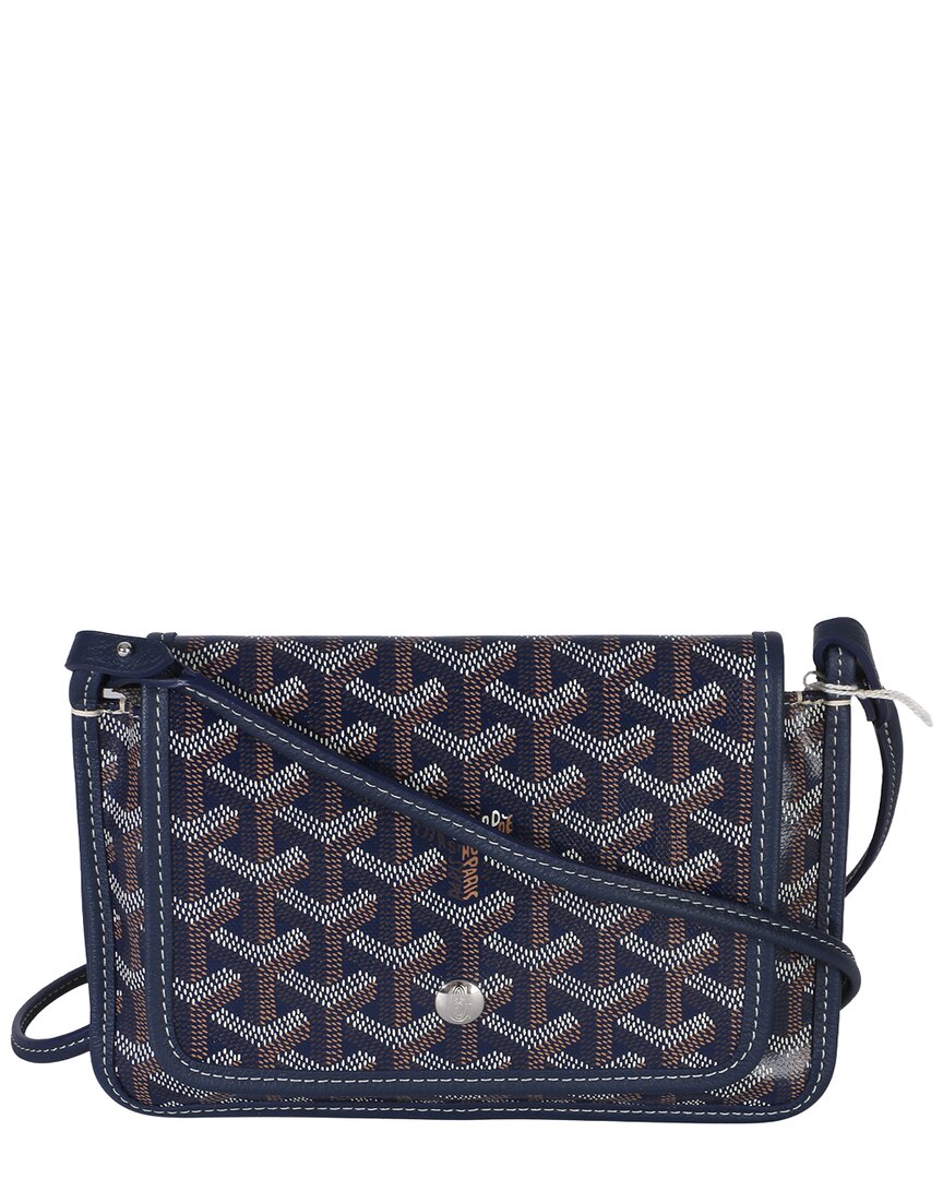 Pre-owned Goyard Navy Ine Canvas Plumet Wallet (authentic Pre-loved)