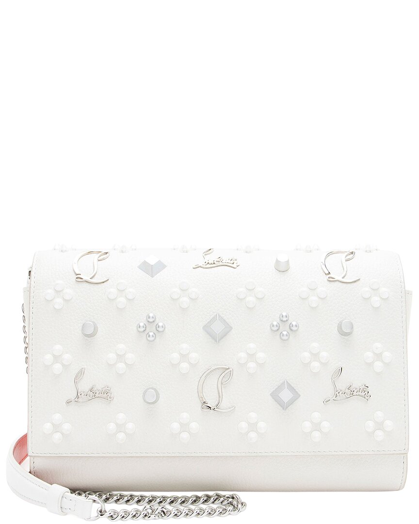 Pre-owned Christian Louboutin White Leather Loubinthesky Paloma Wallet On Chain  (authentic Pre-loved)