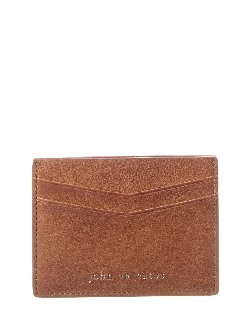 John Varvatos Heritage Leather Card Case In Brown
