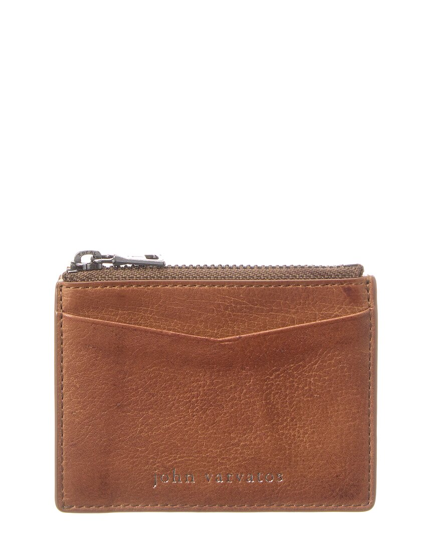 Shop John Varvatos Heritage Zip Leather Card Case In Brown