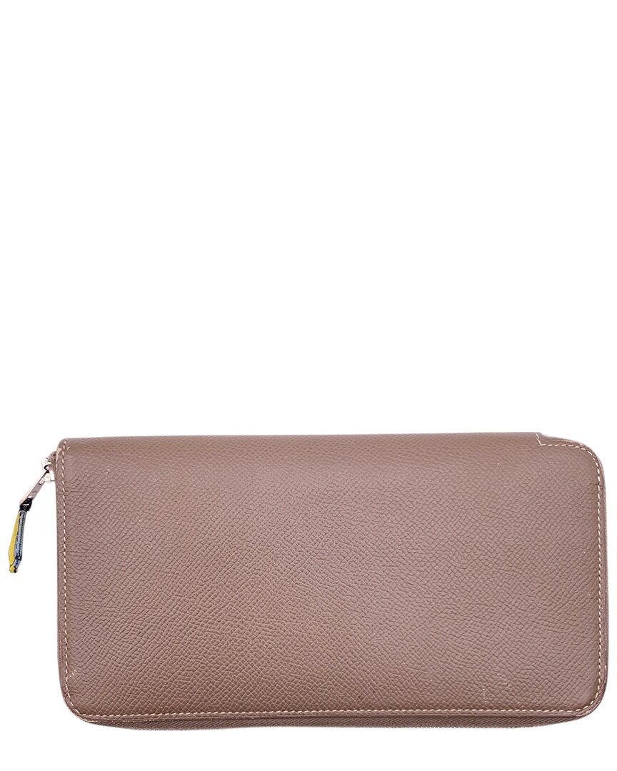 Pre-owned Hermes Hermès Grey Leather Azap Wallet (authentic Pre-loved)
