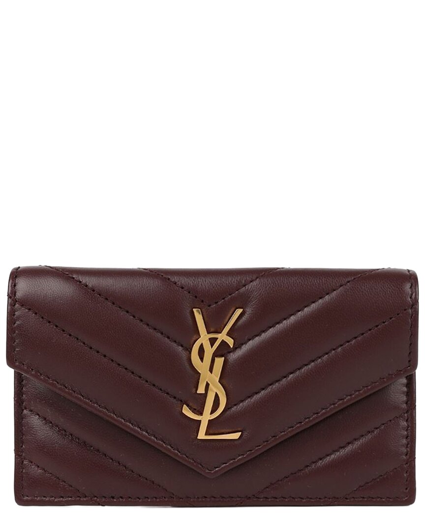 Pre-owned Saint Laurent White Leather Cassandra Fragment Flap Card Case (authentic Pre- Loved)