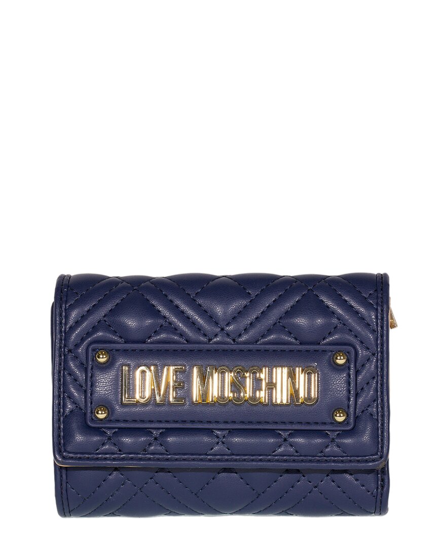 Love Moschino Leather Compact Wallet In Brown