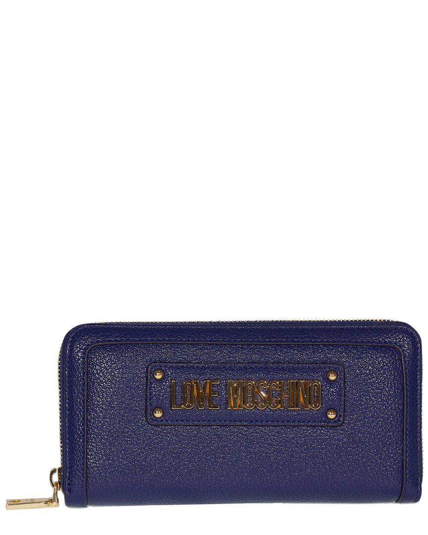 Love Moschino Leather Wallet In Blue