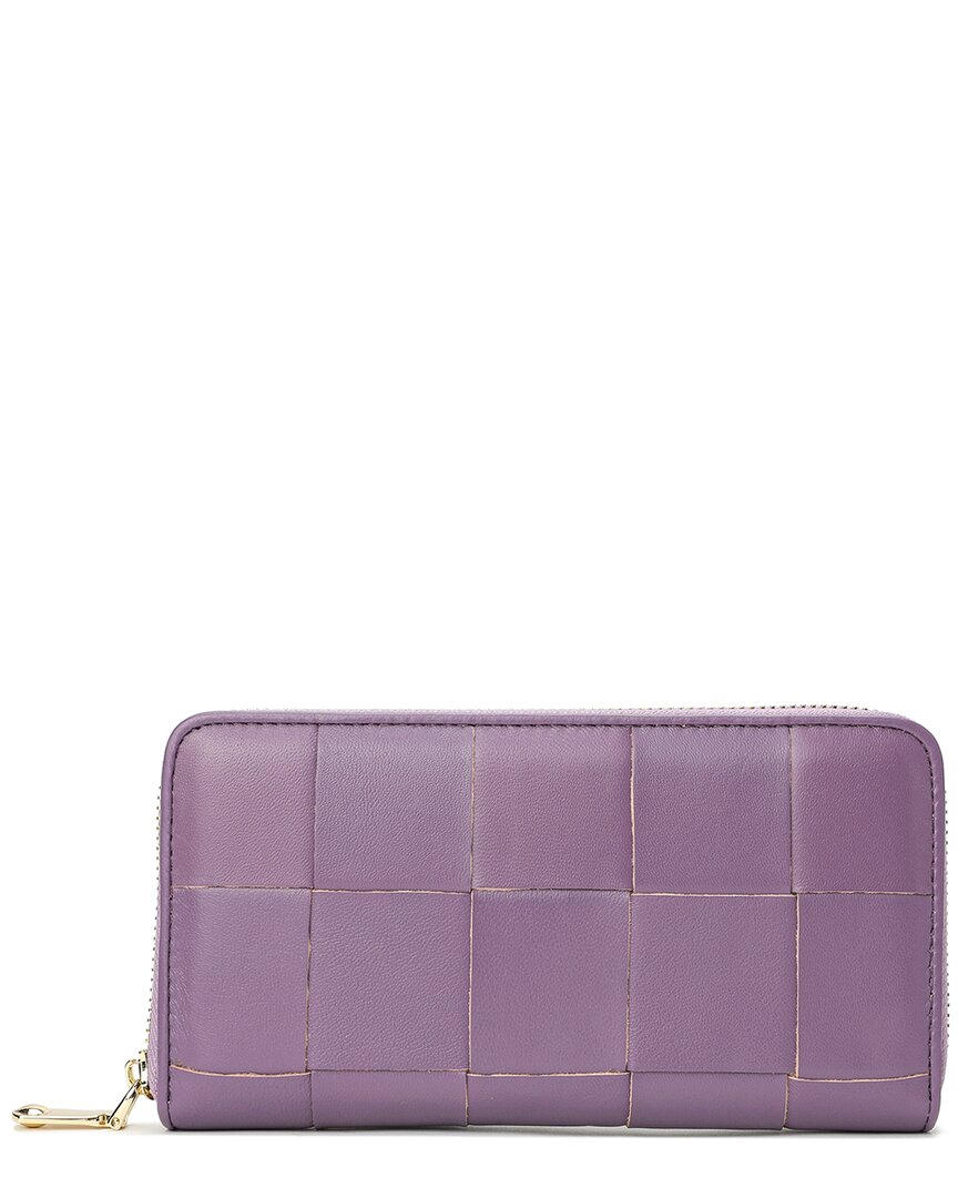 Tiffany & Fred Paris Top-grain Woven Leather Wallet In Purple