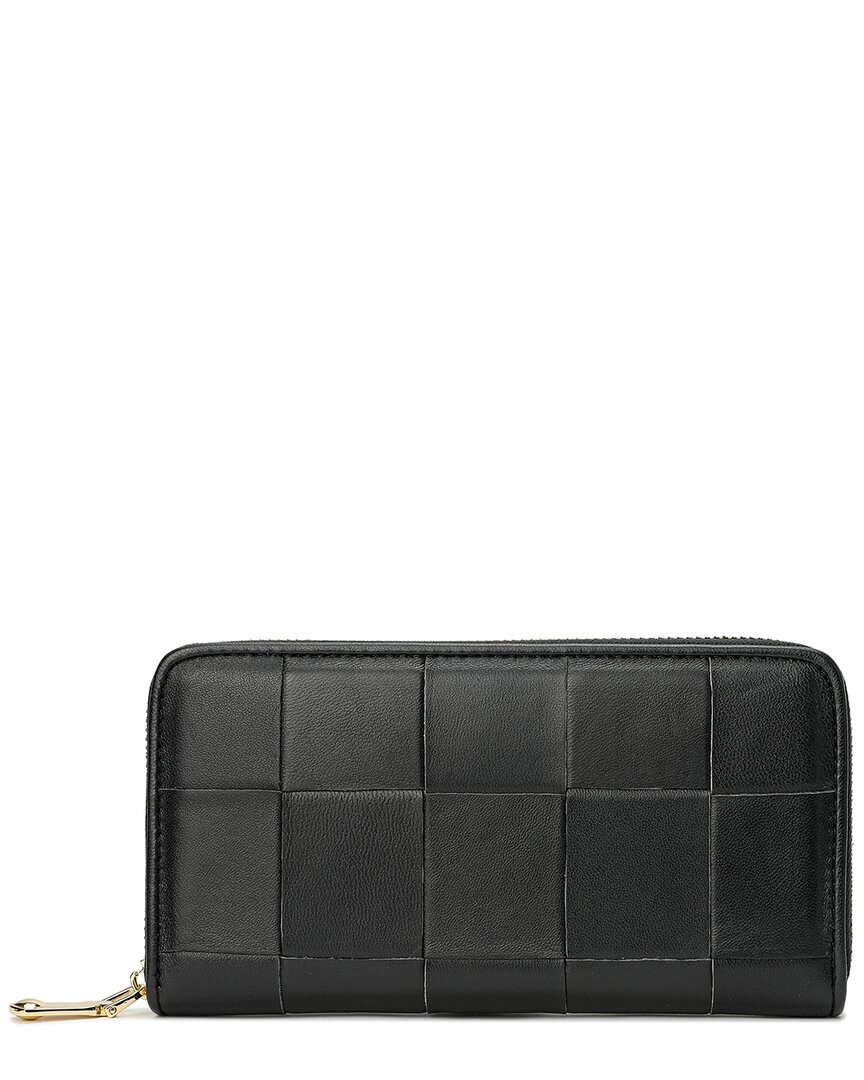 Tiffany & Fred Paris Top-grain Woven Leather Wallet In Black