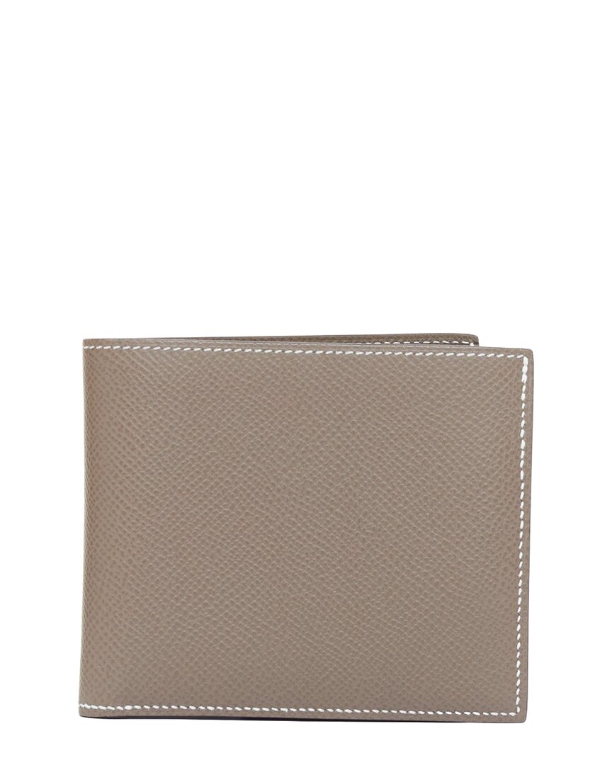 Pre-owned Hermes Hermès Beige Leather Mc2 Bifold Wallet (authentic Pre-loved)