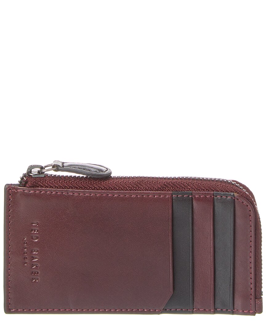 Shop Ted Baker Nanns Contrast Detail Leather Zip Around Card Case In Red