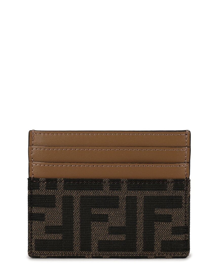 Pre-owned Fendi Brown Ff Jacquard Fabric Flat Card Wallet (authentic Pre-loved)