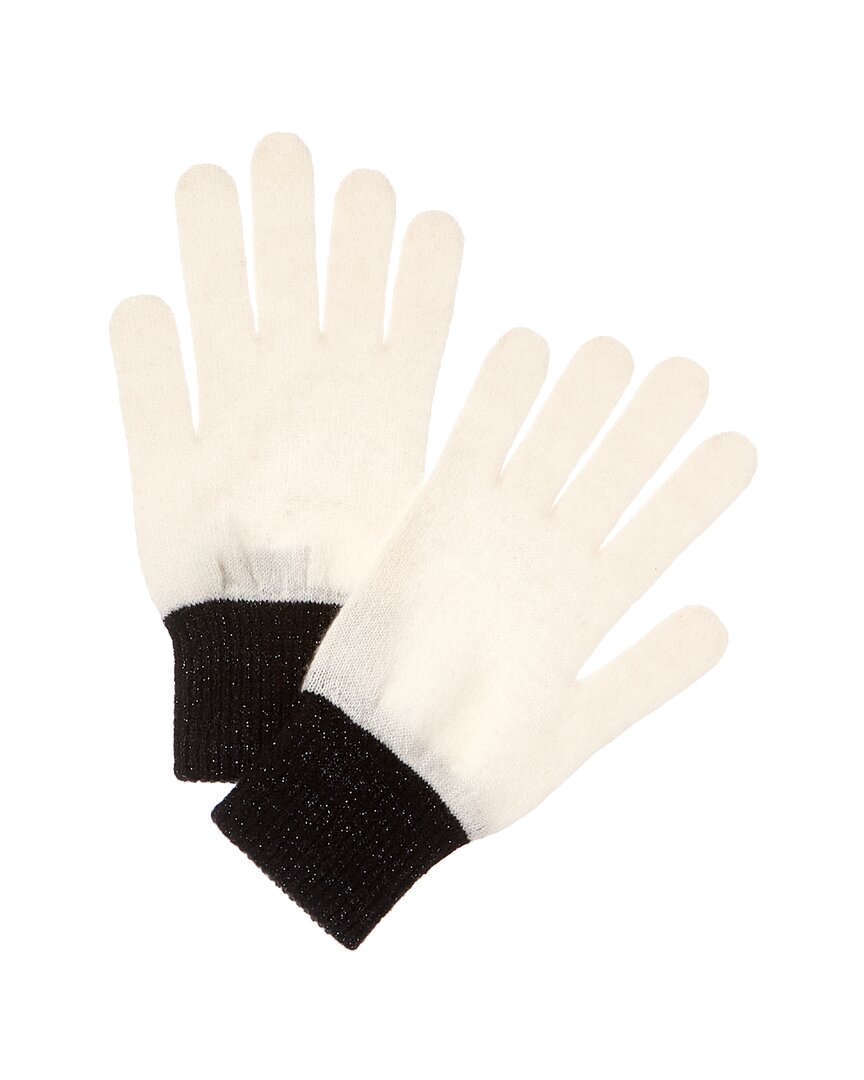 Brodie Cashmere Lurex Cuff Cashmere Gloves In White
