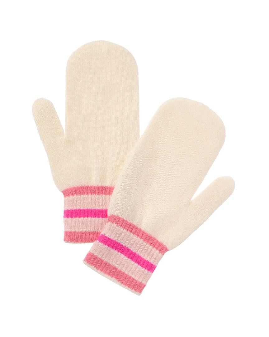 Brodie Cashmere Ski Stripe Cashmere Mittens In White