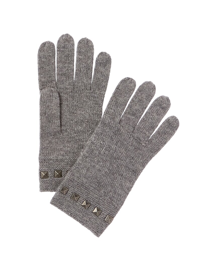 Forte Cashmere Square Metallic Studded Trim Cashmere Gloves
