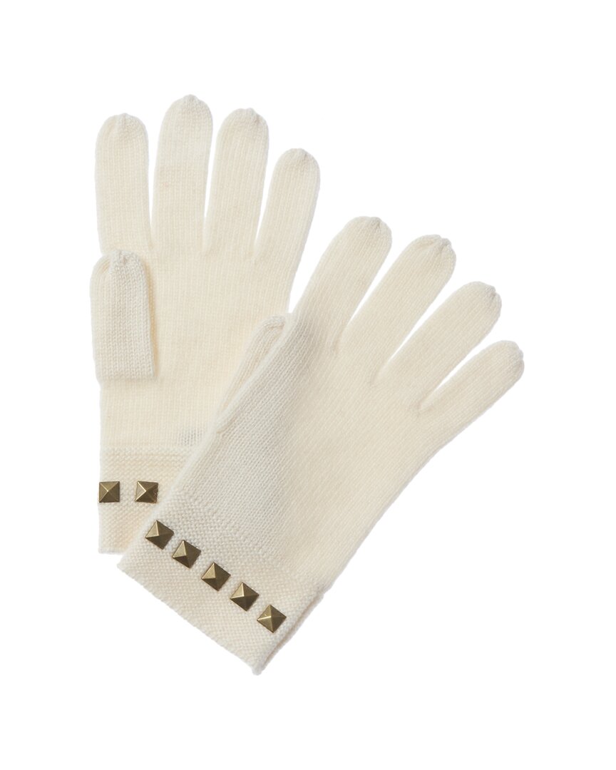 Forte Cashmere Square Metallic Studded Trim Cashmere Gloves