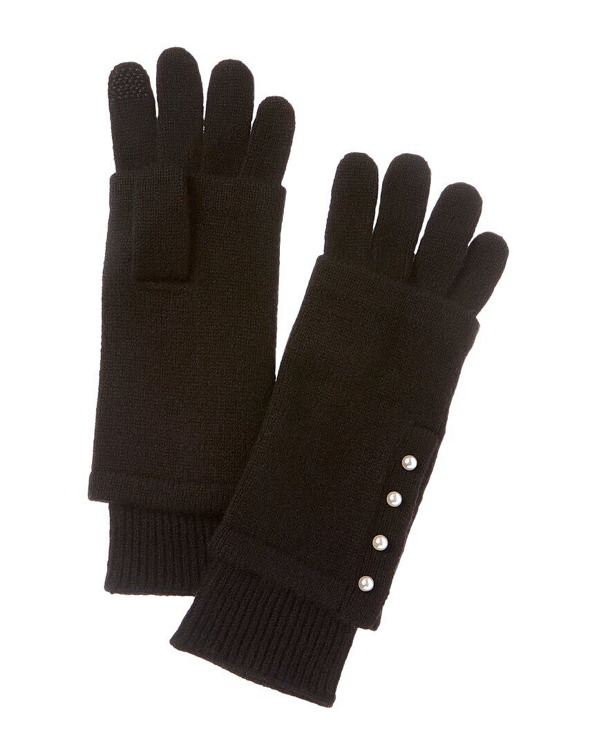 Hannah Rose 3-in-1 Faux Side Placket Cashmere Gloves In Black